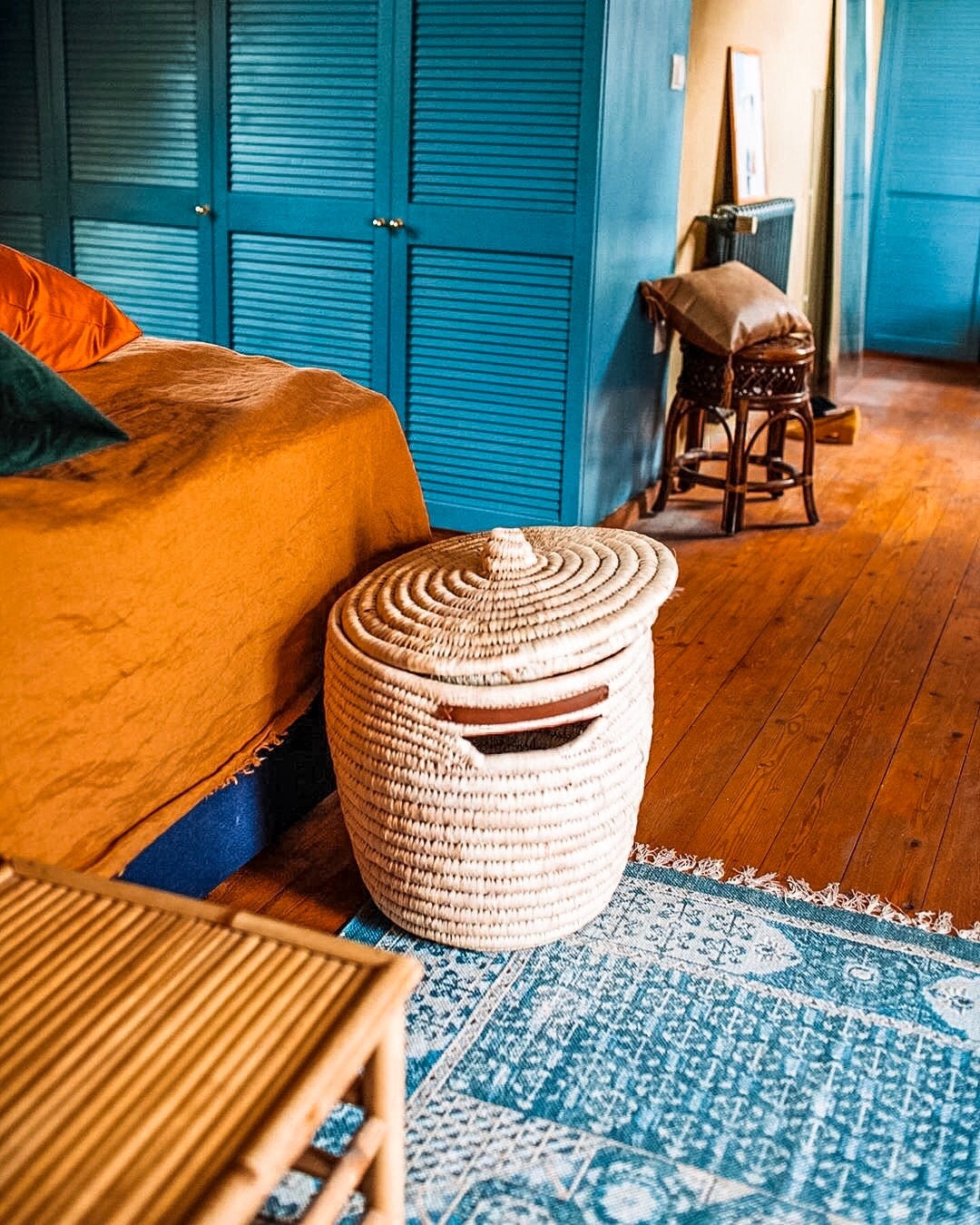 Wäschekorb geflochten 3er Set Palmkorb rund mit Deckel | Etsy