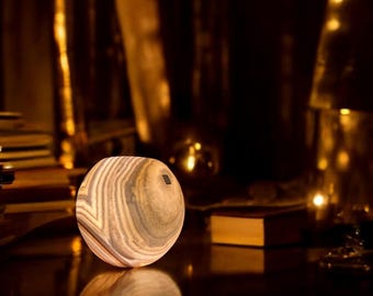 Maison Zoe Alabaster lamp - bedside lamp made of alabaster stone in spherical shape solid perfect for living room or bedroom ~ unique