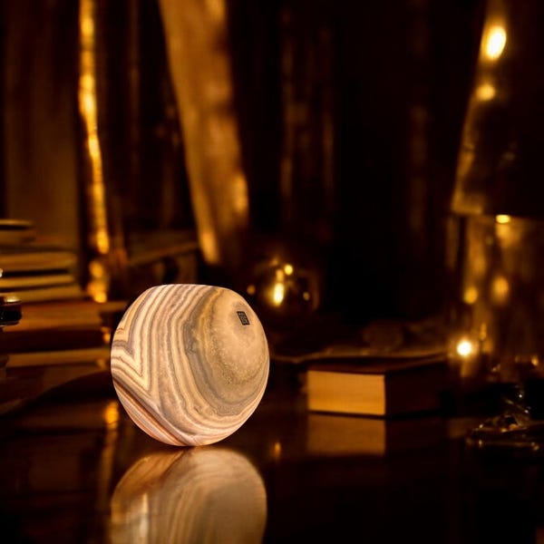 Maison Zoe Alabaster lamp - bedside lamp made of alabaster stone in spherical shape solid perfect for living room or bedroom ~ unique