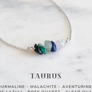Taurus Crystals Necklace Sterling Silver, Zodiac Sign Astrology Jewelry Gifts