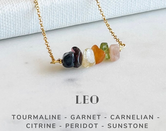 Leo Crystals Necklace Sterling Silver, Zodiac Sign Astrology Jewelry Gifts