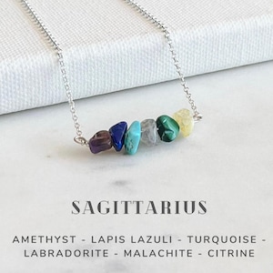 Sagittarius Crystals Necklace Sterling Silver, Zodiac Sign Astrology Jewelry Gifts