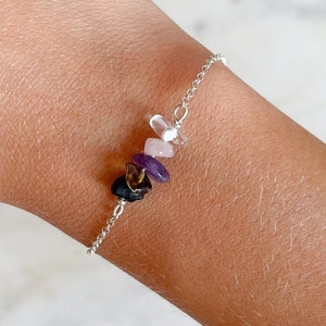 Delicada pulsera de cristal de protección en plata de ley, escudo de energía, pulsera curativa, regalo de empatía para ella