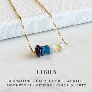 Weegschaalkristallen ketting sterlingzilver, sterrenbeeld astrologie sieraden cadeaus