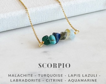 Scorpio Crystals Necklace Sterling Silver, Zodiac Sign Astrology Jewelry Gifts