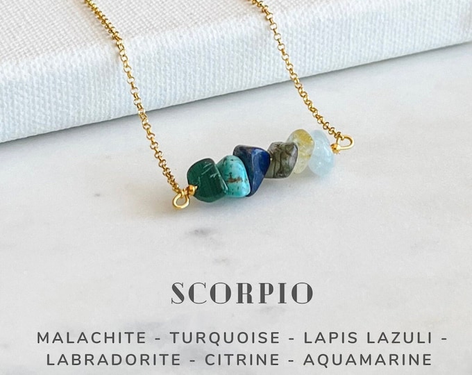 Handmade Scorpio Zodiac Necklace, Sterling Silver Raw Crystal Astrology Jewelry