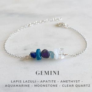 Bransoletka Gemini Crystals ze srebra próby 925, biżuteria astrologiczna ze znakiem zodiaku