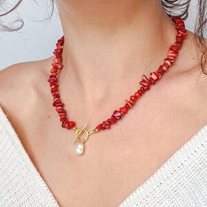 Collana ZAA Vintage In Resina Corallo Rosso Per Le Donne Collana ZAA Vintage In Resina Corallo Rosso Per Le Donne