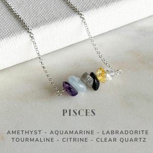 Pisces Necklace Crystals Sterling Silver, Zodiac Sign Astrology Jewelry Gifts