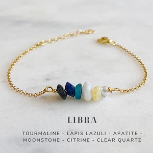 Bransoletka Libra Crystals ze srebra próby 925, biżuteria astrologiczna ze znakiem zodiaku
