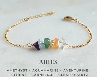 Aries Bracelet Crystals Sterling Silver, Zodiac Sign Astrology Jewelry