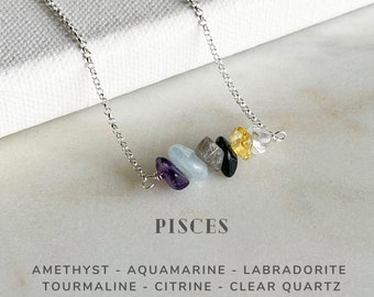 Pisces Necklace Crystals Sterling Silver, Zodiac Sign Astrology Jewelry Gifts