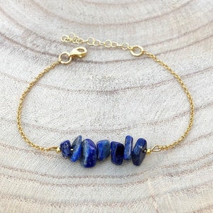 Lapis Lazuli Gold Bracelet, Gifts for Women, September Birthstone, Dark Blue Bracelet, Sterling Silver Gemstone Bracelets, Black Friday Sale