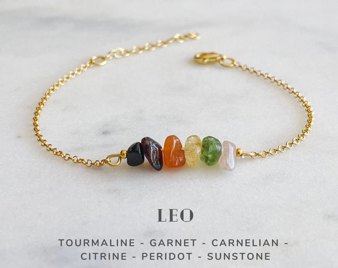 Leo Crystals Bracelet Sterling Silver, Zodiac Sign Astrology Jewelry