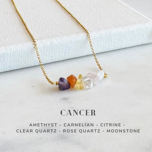 Cancer Crystals Necklace Sterling Silver, Zodiac Sign Astrology Jewelry Gifts