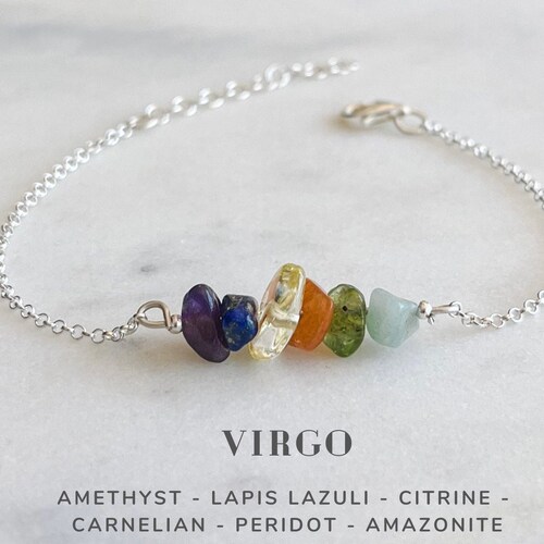 Virgo Crystals Necklace Sterling Silver Zodiac Sign Astrology Etsy