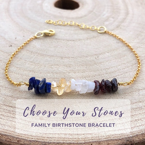 Personalisierte Geschenke Familie Birthstone Armband, Sterling Silber Kristall Schmuck