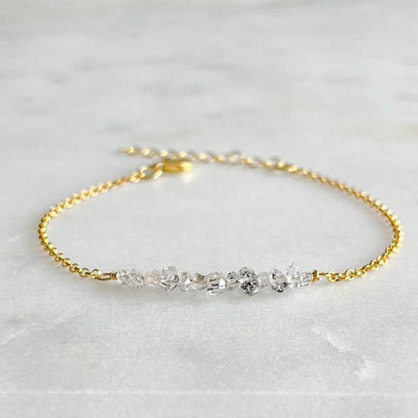 Herkimer Diamond Bracelet, Mothers Day Gift, April Birthstone Sterling Silver Jewelry