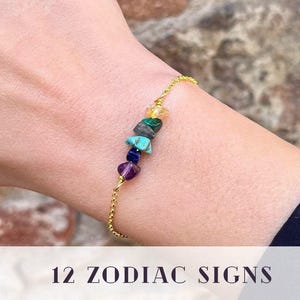 Bransoletka ze znakiem zodiaku, srebro próby 925, surowe kryształy, biżuteria astrologiczna