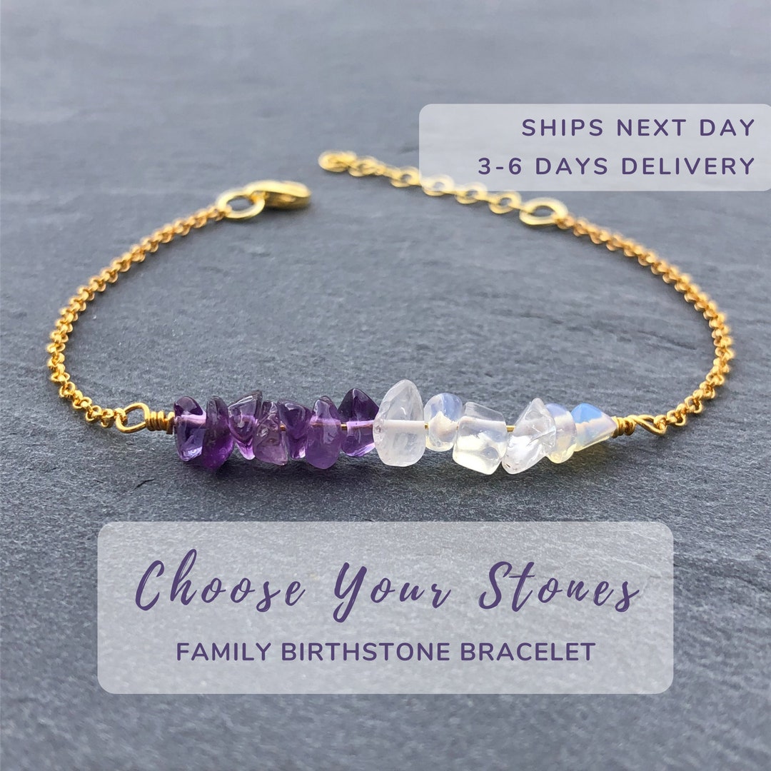 Mother and Child Birthstone Bracelet Sterling Silver Etsy