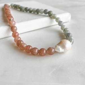 Freshwater Pearl Necklace Gift, Baroque Pearl Necklace Sterling Silver Jewelry