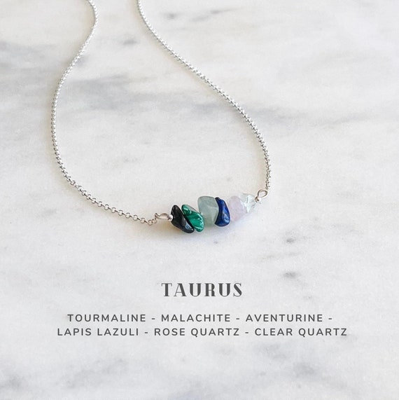 Taurus Crystals Necklace Sterling Silver Zodiac Sign Astrology Jewelry Gifts Etsy