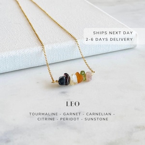 Leo Necklace Sterling Silver, Raw Crystals Zodiac Sign Astrology Jewelry