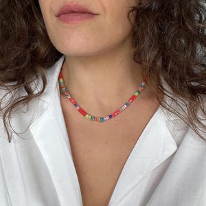 Colorful Gemstones and Pearl Necklace, Rainbow Necklace Choker Sterling Silver