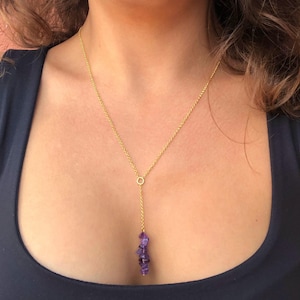Amethyst Necklace, Genuine Amethyst Necklace, February Birthstone Necklace, Dainty Necklace, Gold Amethyst, 925k Sterling Silver