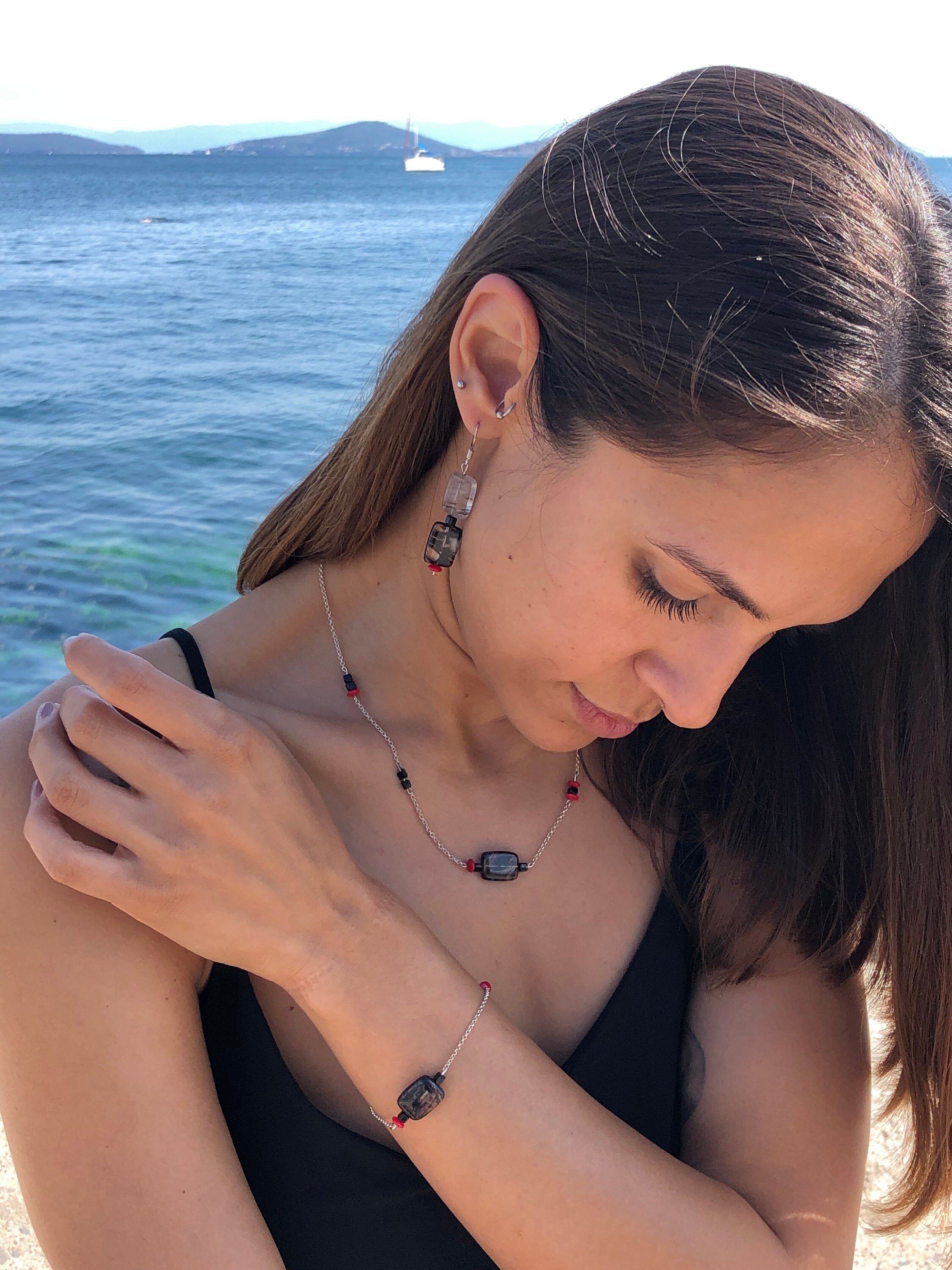 Black Quartz Earrings Sterling Silver Gemstone Jewelry Etsy