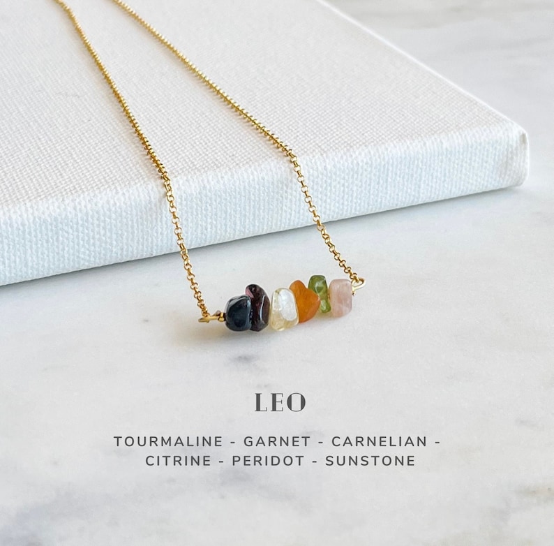 Leo Crystals Necklace Sterling Silver, Zodiac Sign Astrology Jewelry Gifts image 1