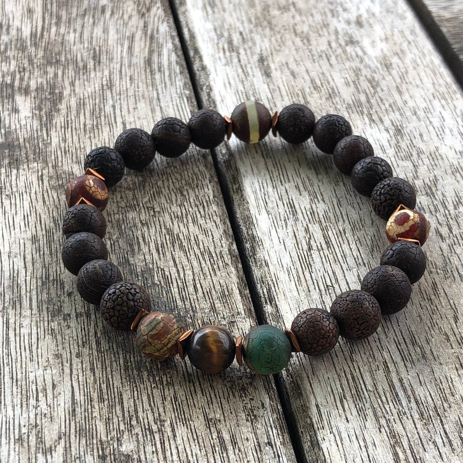 Tibetan Agate Anxiety Bracelet, Men Healing Crystal Zen Jewelry, Stress Relief Zen Bracelet, Mens and Womens Unisex Bracelet, Gift for Men 