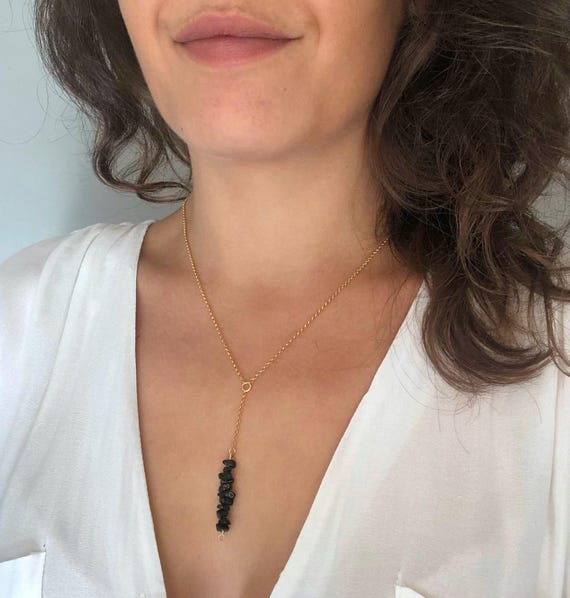 Collier Pendentif Tourmaline Noire Brute - Chaîne 46cm, Plaqué Argent, Pierre Naturelle, Réglable