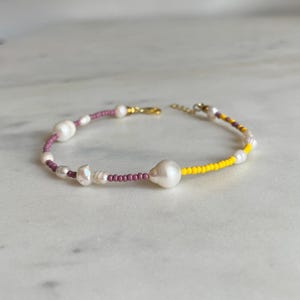 Colorful Pearl Beaded Ankle Bracelet, Rainbow Anklet Sterling Silver, Freshwater Pearl Anklet