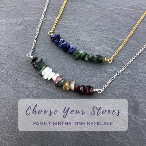Personalized Family Birthstone Necklace Sterling Silver, Design Your Jewelry