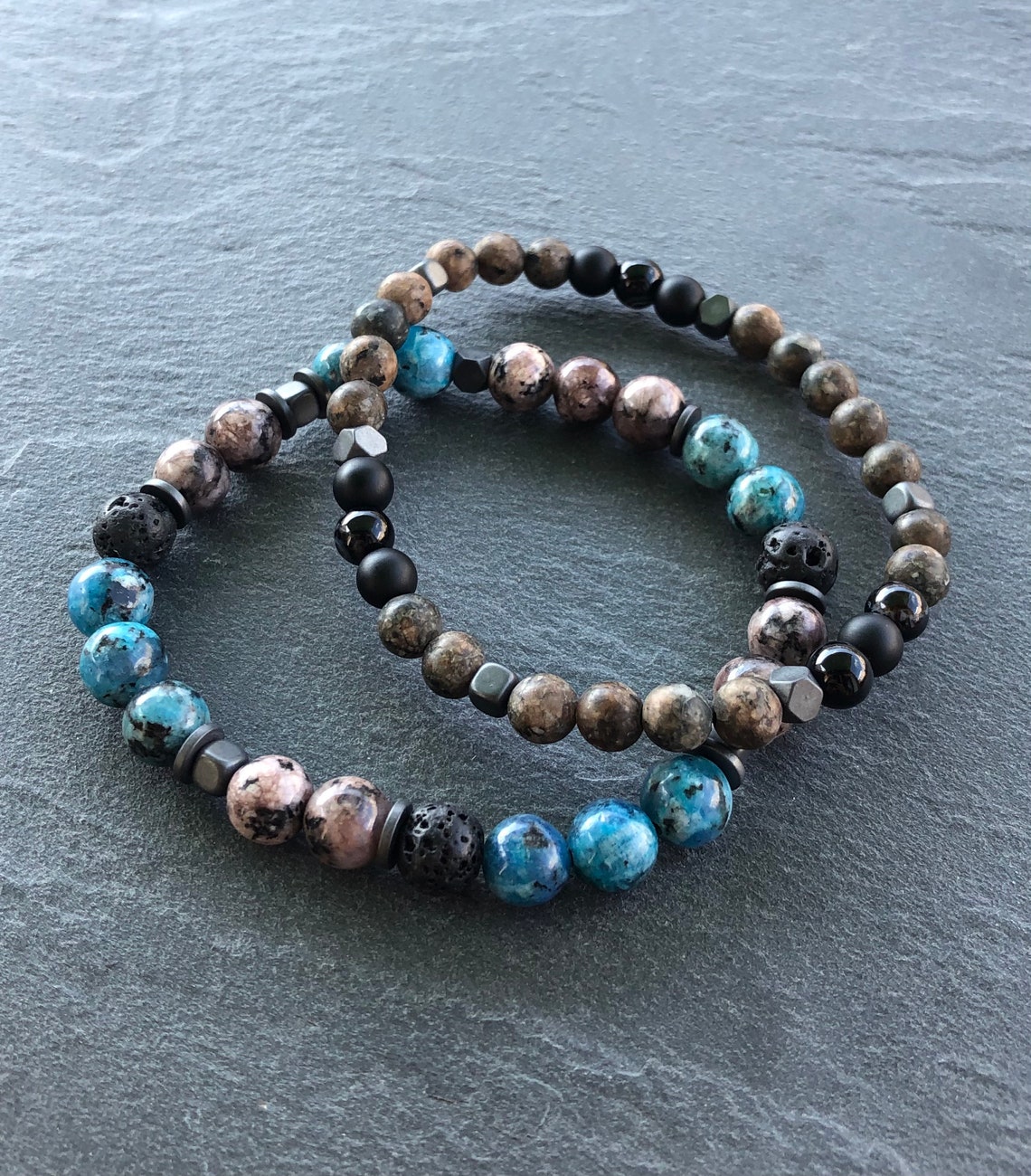 Mens Bracelet Set Anxiety Bracelet Homme Men Healing Crystal Etsy