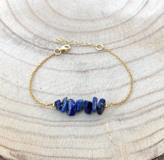 Lapis Lazuli Gold Bracelet Gifts for Women September Etsy