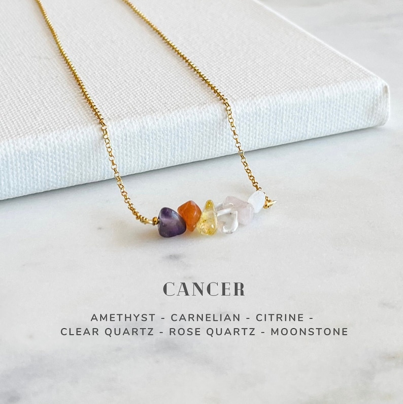Cancer Crystals Necklace Sterling Silver, Zodiac Sign Astrology Jewelry Gifts image 1