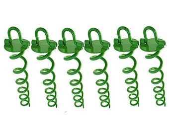 Ashman 16 Inch Spiral Ground Anchor Green Color - Ideal for Securing Animals, Tents, Canopies, Sheds, Car Ports, Swing Sets (Pack of 6)