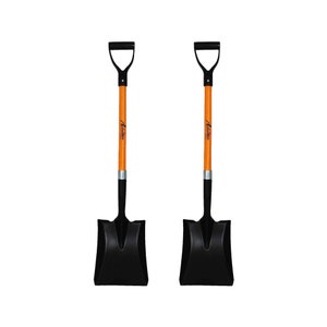 Ashman Square Shovel – A Shovel with a 41 Inch Long D Handle Grip – Premium Quality Multipurpose Orange Square Shovel Strong Build (2 Pack)