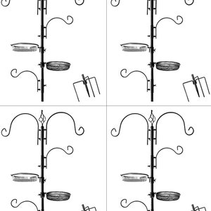 Deluxe Bird Feeding Station (4 Pack) Bird Feeders for Outside - Multi Feeder Pole Stand Kit with 4 Hangers, 22 Inch Wide x 92 Inch Tall