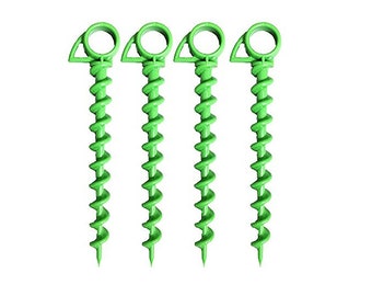 Ashman 9.5 Inch Plastic Spiral Ground Anchor Green Color - Ideal for Securing Animals, Tents, Canopies, Sheds, Car Ports, Swing Sets