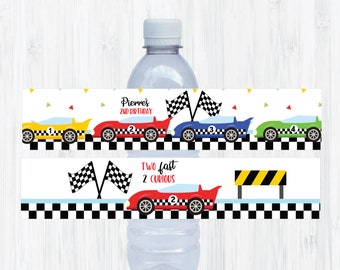 Rennautos Trinkflasche - Autos Geburtstagsetikett - Formel 1 Etikett - Vintage Autos Dekoration