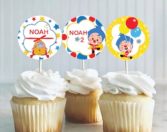 Adornos personalizados para cupcakes de cumpleaños de Plim Plim (archivo PDF)