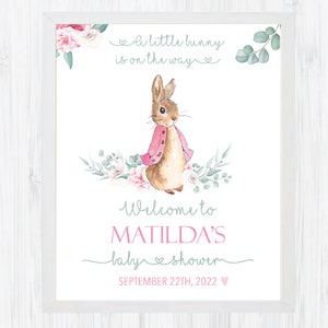 Peter Rabbit Baby Shower Welcome Sign-  Editable Baby Shower Sign -Peter Rabbit Decorations