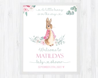 Peter Rabbit Baby Shower Welcome Sign-  Editable Baby Shower Sign -Peter Rabbit Decorations