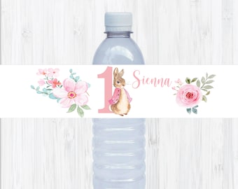 Personalised flopsy bunny water labels | Peter rabit flopsy bunny party decoration | flopsy bunny canva