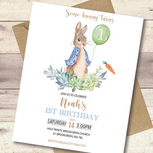 Editable Peter Rabbit Birthday Invitation - Peter Rabbit Birthday Invite Watercolor Digital Color Template