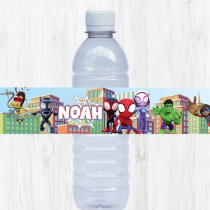Spidey water label - Spidey and his Amazing Friends Birthday Party favors - Spidey Birthday- super hero label