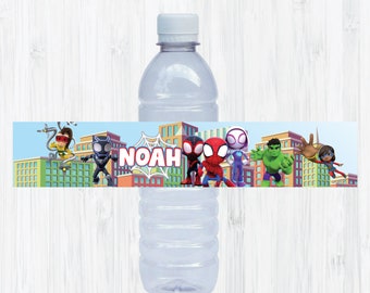 Spidey and Friends Water Bottle Label: Personalized Birthday Party (Digital)